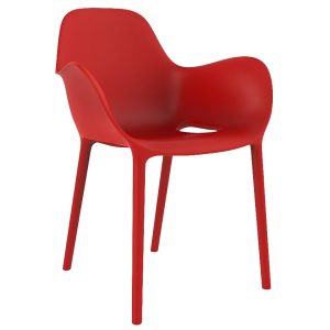 VONDOM Červená plastová jídelní židle SABINAS  - Výška80 cm- Šířka 61 cm