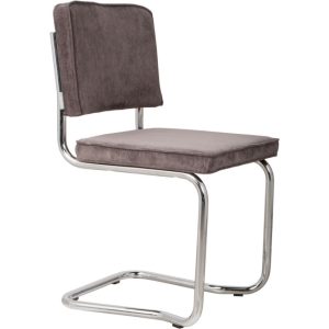 Šedá manšestrová jídelní židle ZUIVER RIDGE KINK RIB  - Výška85 cm- Šířka 48 cm