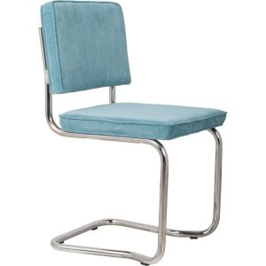 Modrá manšestrová jídelní židle ZUIVER RIDGE KINK RIB  - Výška85 cm- Šířka 48 cm
