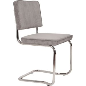 Světle šedá manšestrová jídelní židle ZUIVER RIDGE KINK RIB  - Výška85 cm- Šířka 48 cm