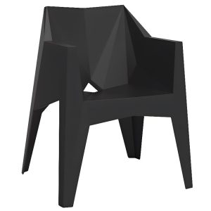 VONDOM Černá plastová jídelní židle VOXEL s područkami  - Výška80 cm- Šířka 63 cm