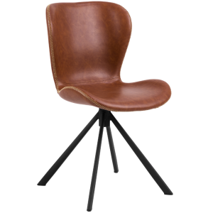 Scandi Koňakově hnědá koženková jídelní židle Matylda  - Výška81 cm- Šířka 46