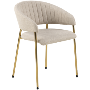 Scandi Béžová čalouněná jídelní židle Enzo se zlatou podnoží  - Výška77