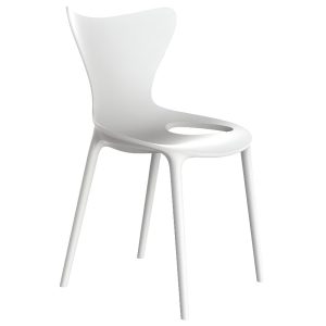 VONDOM Bílá plastová jídelní židle LOVE  - Výška87 cm- Šířka 53 cm