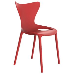 VONDOM Červená plastová jídelní židle LOVE  - Výška87 cm- Šířka 53 cm