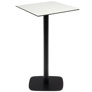 Bílý barový stůl Kave Home Dina 60 x 60 cm s černou podnoží  - Výška97 cm- Šířka 60 cm