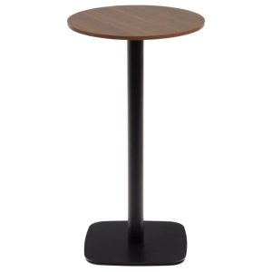 Ořechový barový stůl Kave Home Dina 60 cm  - Výška98 cm- Průměr 60 cm