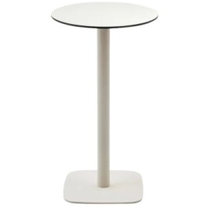 Bílý barový stůl Kave Home Dina 60 cm  - Výška97 cm- Průměr 60 cm