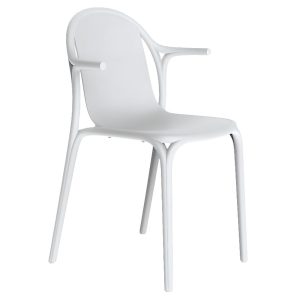 VONDOM Bílá plastová jídelní židle BROOKLYN s područkami  - Výška83 cm- Šířka 54 cm