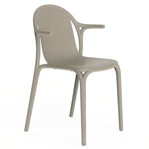 VONDOM Béžová plastová jídelní židle BROOKLYN s područkami  - Výška83 cm- Šířka 54 cm
