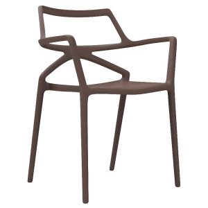 VONDOM Tmavě hnědá plastová jídelní židle DELTA s područkami  - Výška80 cm- Šířka 59 cm
