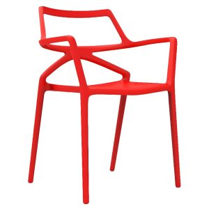 VONDOM Červená plastová jídelní židle DELTA s područkami  - Výška80 cm- Šířka 59 cm