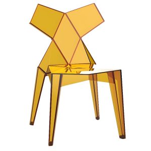 VONDOM Žluto-oranžová transparentní plastová jídelní židle KIMONO  - Výška109-189 cm- Šířka 56 cm