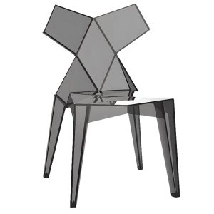VONDOM Šedá transparentní plastová jídelní židle KIMONO  - Výška109-189 cm- Šířka 56 cm