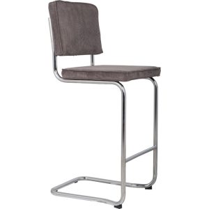 Šedá manšestrová barová židle ZUIVER RIDGE KINK RIB 75 cm  - Výška113 cm- Šířka 48 cm