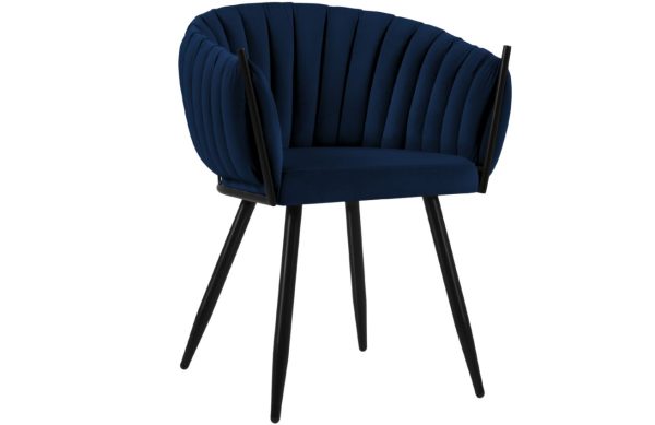 Královsky modrá sametová jídelní židle MICADONI Levin  - Výška79 cm- Šířka 53 cm