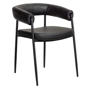 Hoorns Černá koženková jídelní židle Uriel  - Výška74 cm- Šířka 56 cm