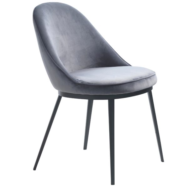 Šedá sametová jídelní židle Unique Furniture Gain  - Výška82 cm- Šířka 51