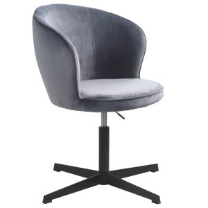 Šedá sametová konferenční židle Unique Furniture Gain  - Výška78-89 cm- Šířka 61 cm
