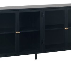 Černá kovová vitrína Unique Furniture Carmel 85 x 170 cm  - Výška85 cm- Šířka 170 cm