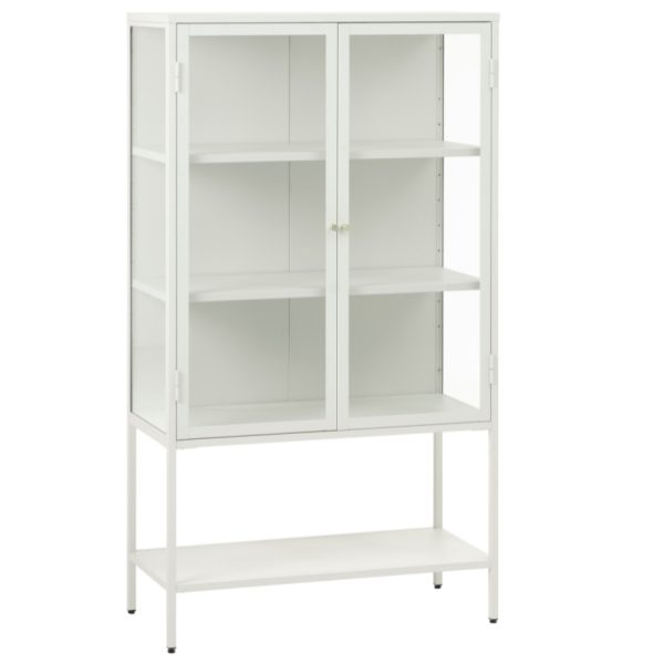 Bílá kovová vitrína Unique Furniture Carmel 160 x 90 cm  - Výška160 cm- Šířka 90 cm