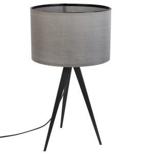 Černá stolní lampa ZUIVER TRIPOD s šedým stínidlem  - Celková výška51 cm- Rozměr stínidla 18 x 28 cm