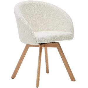 Bílá čalouněná otočná jídelní židle Kave Home Marvin  - Výška77 cm- Šířka 59 cm
