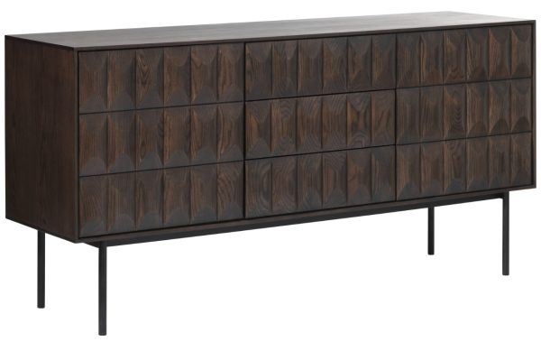 Tmavě hnědá dubová komoda Unique Furniture Latina 160 x 45 cm  - Výška80 cm- Šířka 160 cm