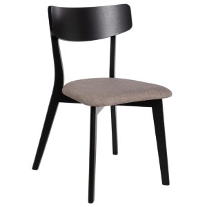 Černá dřevěná jídelní židle Somcasa Keira s hnědým sedákem  - Výška79 cm- Šířka 46 cm