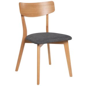 Dřevěná jídelní židle Somcasa Keira s šedým sedákem  - Výška79 cm- Šířka 46 cm