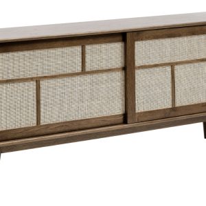 Tmavě hnědá dubová komoda Unique Furniture Barrali 180 x 45 cm  - Výška80 cm- Šířka 180 cm