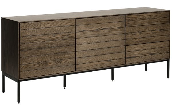 Tmavě hnědá dubová komoda Unique Furniture Modica 180 x 45 cm  - Výška78 cm- Šířka 180 cm