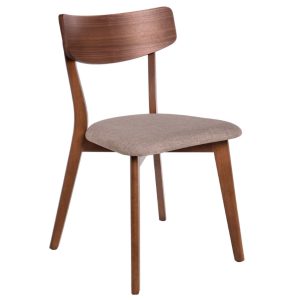 Ořechová jídelní židle Somcasa Keira s hnědým sedákem  - Výška79 cm- Šířka 46 cm