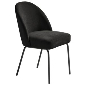 Černá sametová jídelní židle Unique Furniture Creston  - Výška84 cm- Šířka 49 cm