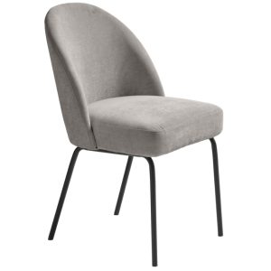 Šedá sametová jídelní židle Unique Furniture Creston  - Výška84 cm- Šířka 49 cm