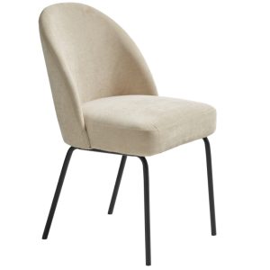 Béžová sametová jídelní židle Unique Furniture Creston  - Výška84 cm- Šířka 49 cm
