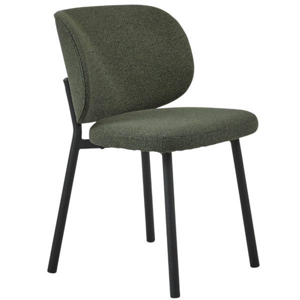 Tmavě zelená bouclé jídelní židle Unique Furniture Swan  - Výška81