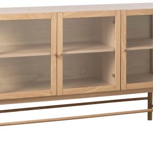 Dubová vitrína Unique Furniture Elba 88 x 140 cm  - Výška88 cm- Šířka 140 cm