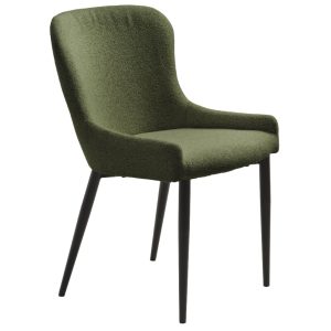 Tmavě zelená bouclé jídelní židle Unique Furniture Ontario  - Výška82 cm- Šířka 52 cm