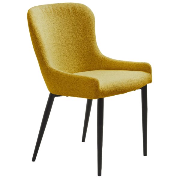 Hořčicově žlutá bouclé jídelní židle Unique Furniture Ontario  - Výška82 cm- Šířka 52 cm