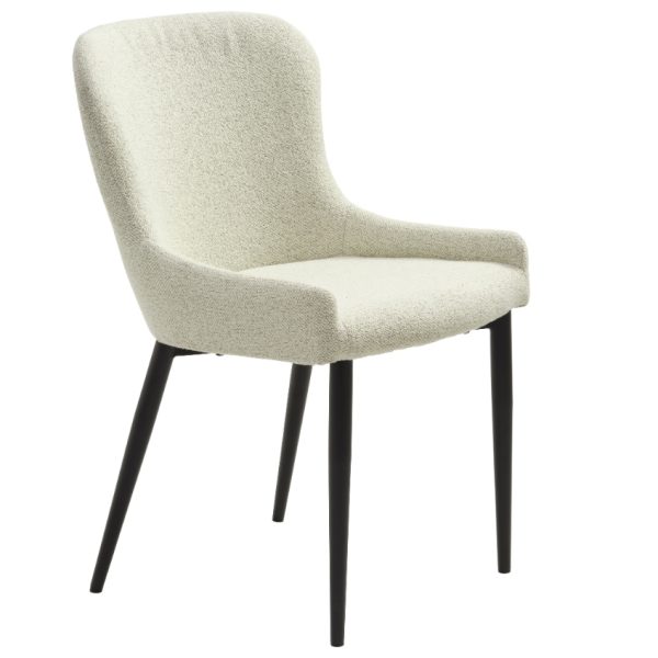Bílá bouclé jídelní židle Unique Furniture Ontario  - Výška82 cm- Šířka 52 cm