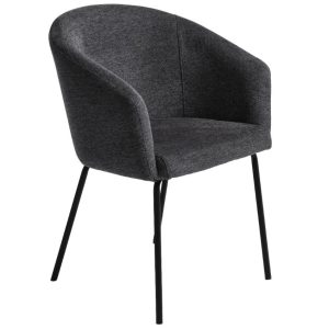 Tmavě šedá čalouněná jídelní židle Unique Furniture Easton  - Výška80 cm- Šířka 57 cm