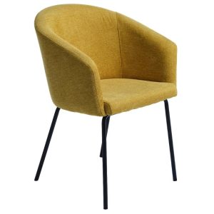 Hořčicově žlutá čalouněná jídelní židle Unique Furniture Easton  - Výška80 cm- Šířka 57 cm