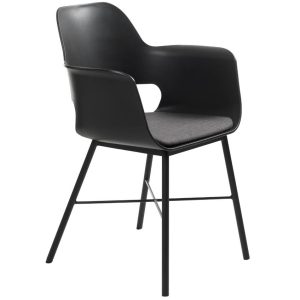 Černá plastová jídelní židle s područkami Unique Furniture Whistler  - Výška83 cm- Šířka 59 cm