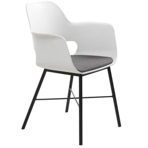 Bílá plastová jídelní židle s područkami Unique Furniture Whistler  - Výška83 cm- Šířka 59 cm