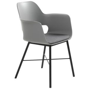 Šedá plastová jídelní židle s područkami Unique Furniture Whistler  - Výška83 cm- Šířka 59 cm