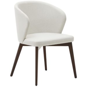 Béžová čalouněná jídelní židle Kave Home Darice s tmavou podnoží  - Výška81 cm- Šířka 56 cm