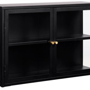 Černá kovová nástěnná vitrína Unique Furniture Carmel 60 x 90 cm  - Výška60 cm- Šířka 90 cm