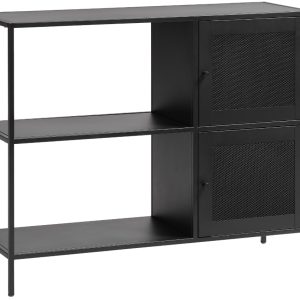Černá kovová komoda Unique Furniture Malibu 100 x 35 cm  - Výška81 cm- Šířka 100 cm