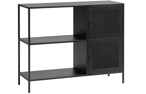 Černá kovová komoda Unique Furniture Malibu 100 x 35 cm  - Výška81 cm- Šířka 100 cm